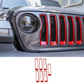 For 2018-2023 Jeep Wrangler JL Rubicon Sahara Front Grille Inserts Ring Trim（Does Not Fit 4XE Variants）