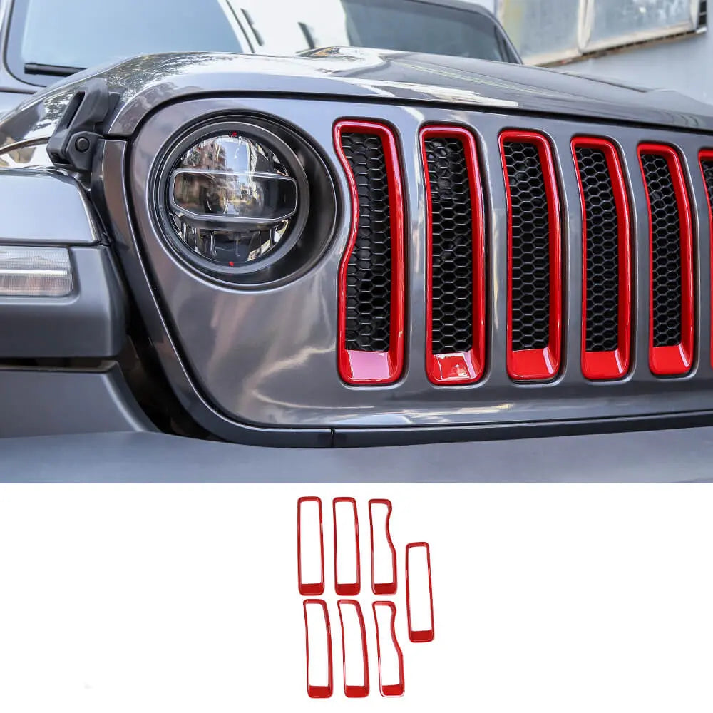 For 2018-2023 Jeep Wrangler JL Rubicon Sahara Front Grille Inserts Ring Trim（Does Not Fit 4XE Variants）