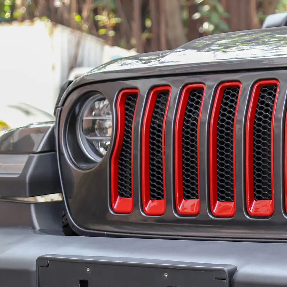 For 2018-2023 Jeep Wrangler JL Rubicon Sahara Front Grille Inserts Ring Trim（Does Not Fit 4XE Variants）
