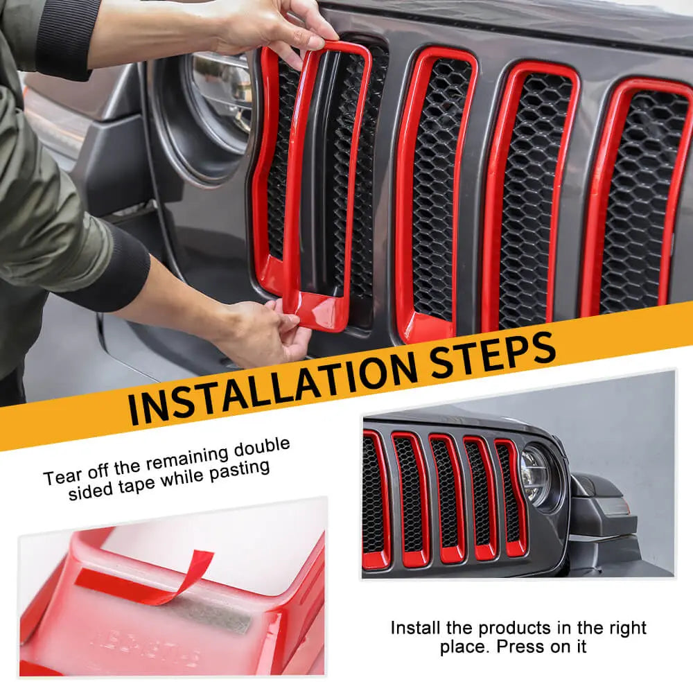 For 2018-2023 Jeep Wrangler JL Rubicon Sahara Front Grille Inserts Ring Trim（Does Not Fit 4XE Variants）