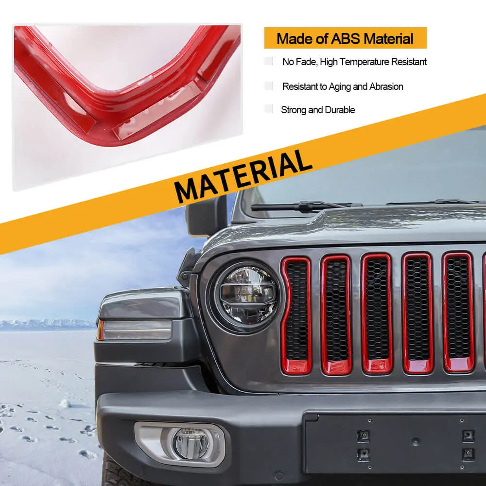 For 2018-2023 Jeep Wrangler JL Rubicon Sahara Front Grille Inserts Ring Trim（Does Not Fit 4XE Variants）