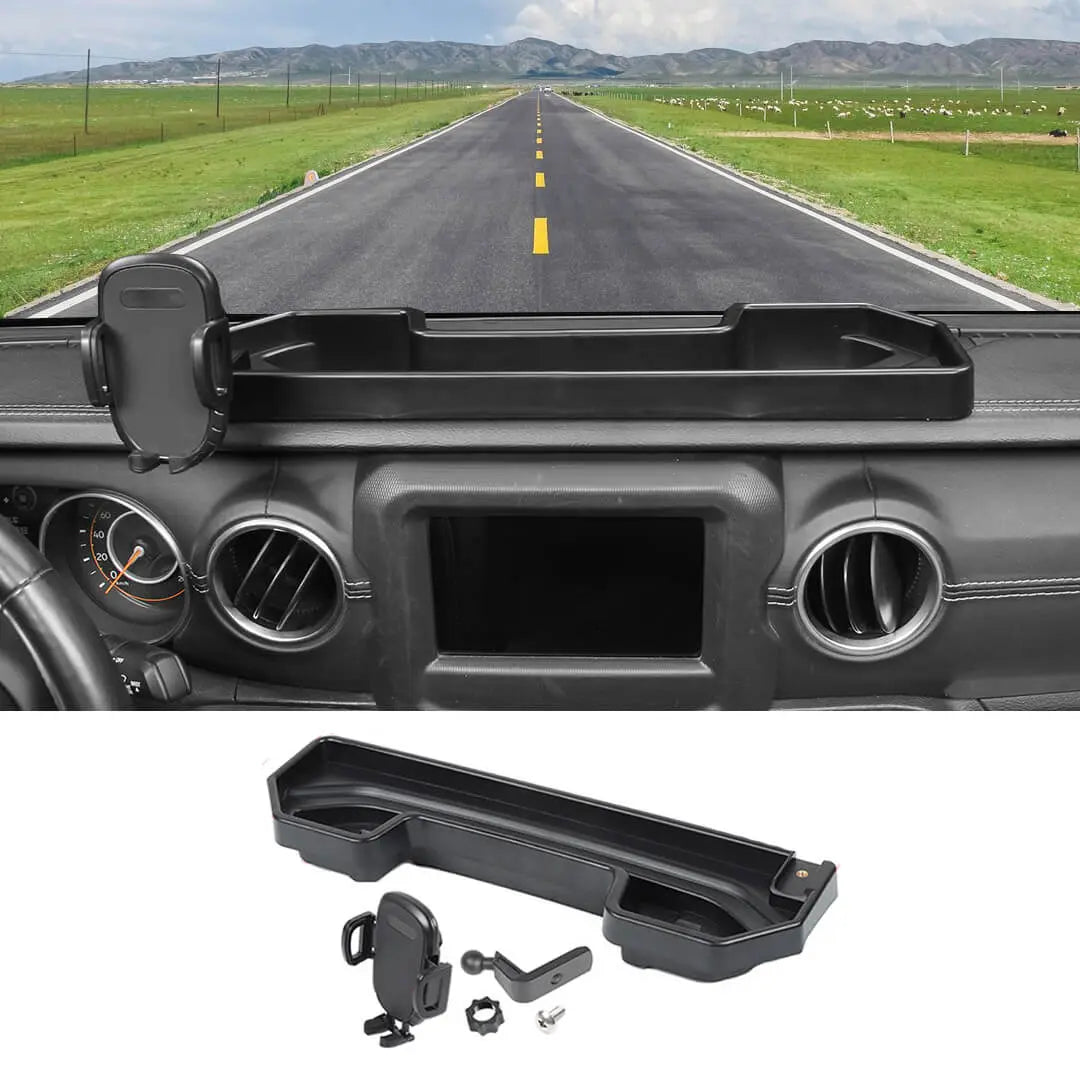 For 2018-2023 Jeep Wrangler JL & Gladiator JT 4Xe Dash Phone Holder Mount Bracket Storage Tray (2 pcs)