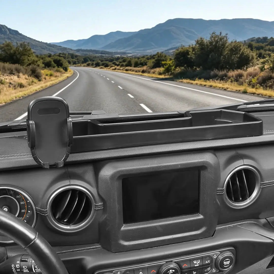 For 2018-2023 Jeep Wrangler JL & Gladiator JT 4Xe Dash Phone Holder Mount Bracket Storage Tray (2 pcs)