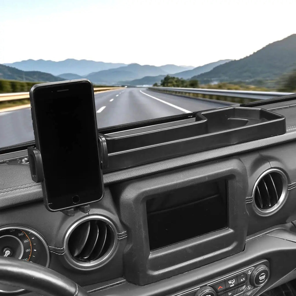 For 2018-2023 Jeep Wrangler JL & Gladiator JT 4Xe Dash Phone Holder Mount Bracket Storage Tray (2 pcs)