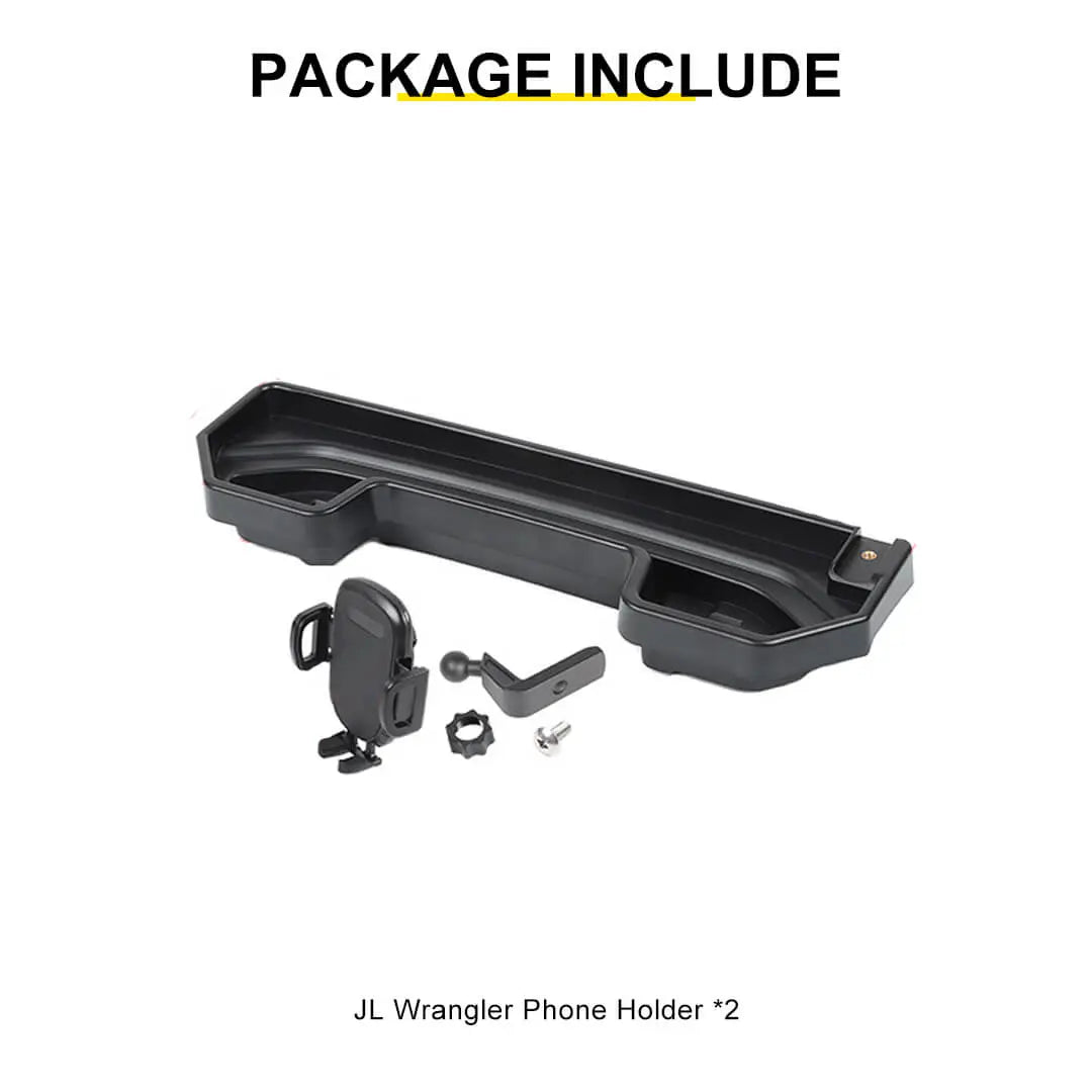 For 2018-2023 Jeep Wrangler JL & Gladiator JT 4Xe Dash Phone Holder Mount Bracket Storage Tray (2 pcs)