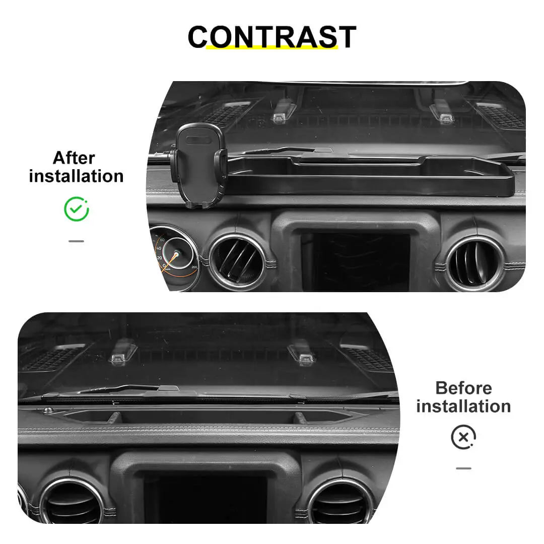 For 2018-2023 Jeep Wrangler JL & Gladiator JT 4Xe Dash Phone Holder Mount Bracket Storage Tray (2 pcs)