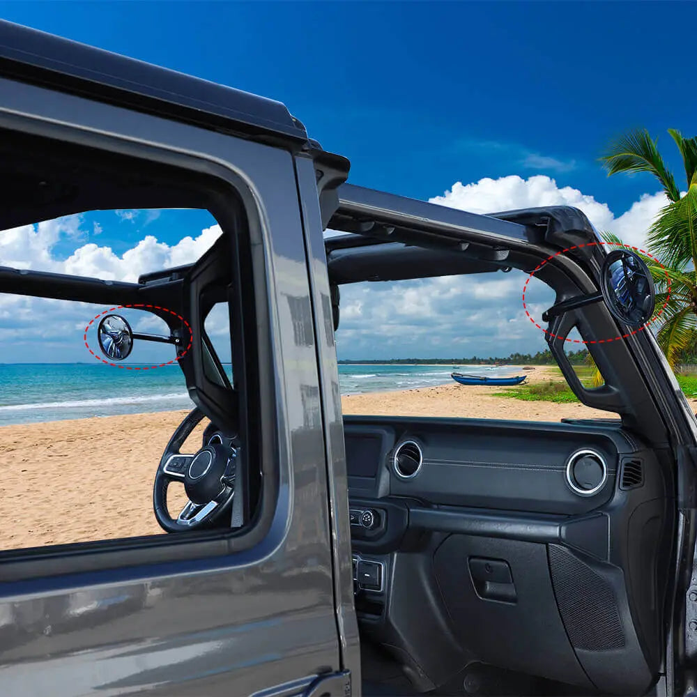 For 2018-2023 Jeep Wrangler JL & Gladiator JT A-Pillar Grab Handle Rear View Mirrors