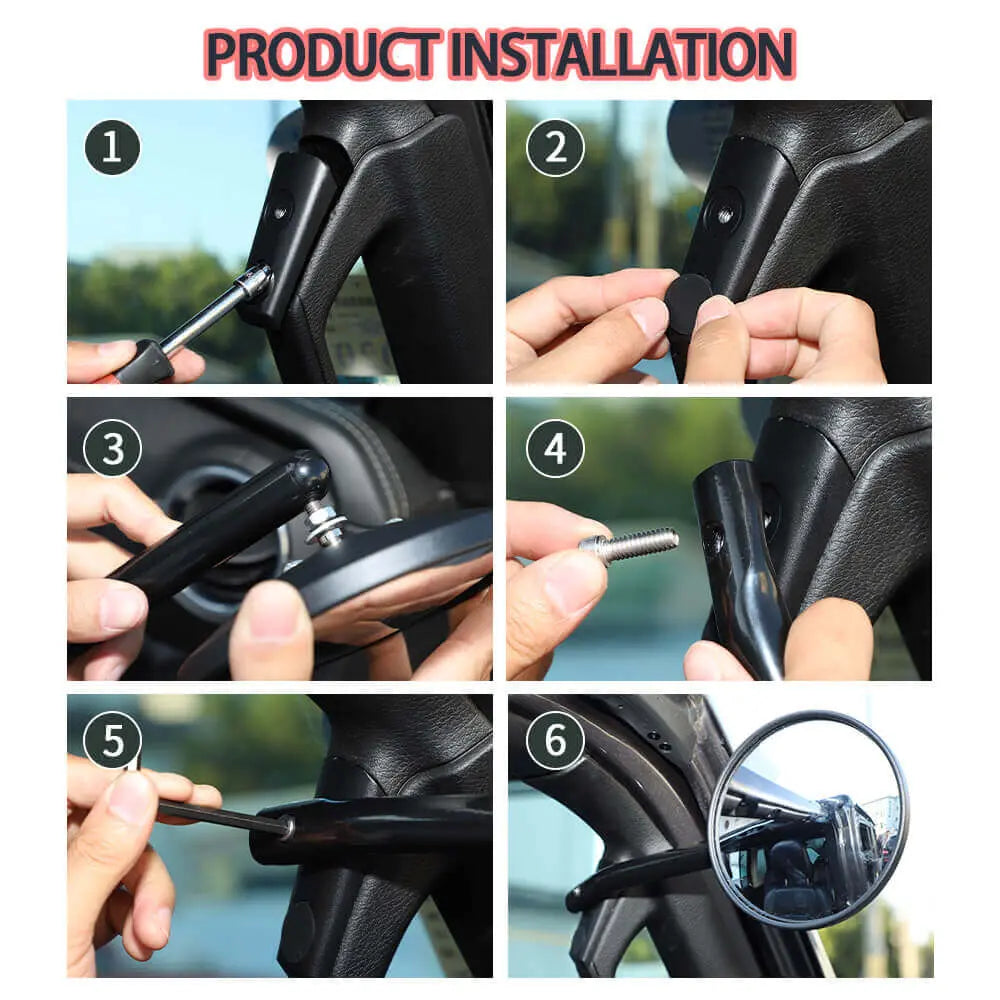 For 2018-2023 Jeep Wrangler JL & Gladiator JT A-Pillar Grab Handle Rear View Mirrors