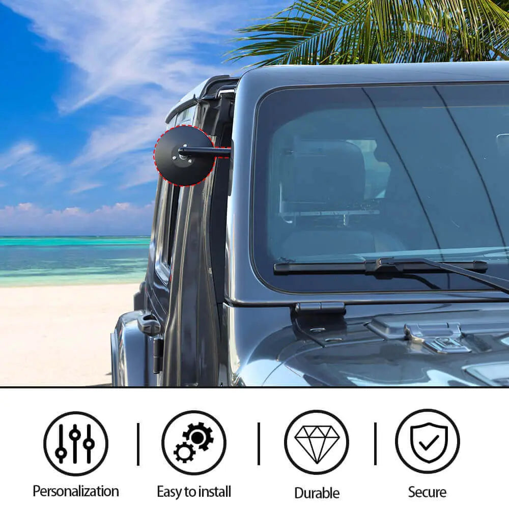 For 2018-2023 Jeep Wrangler JL & Gladiator JT A-Pillar Grab Handle Rear View Mirrors