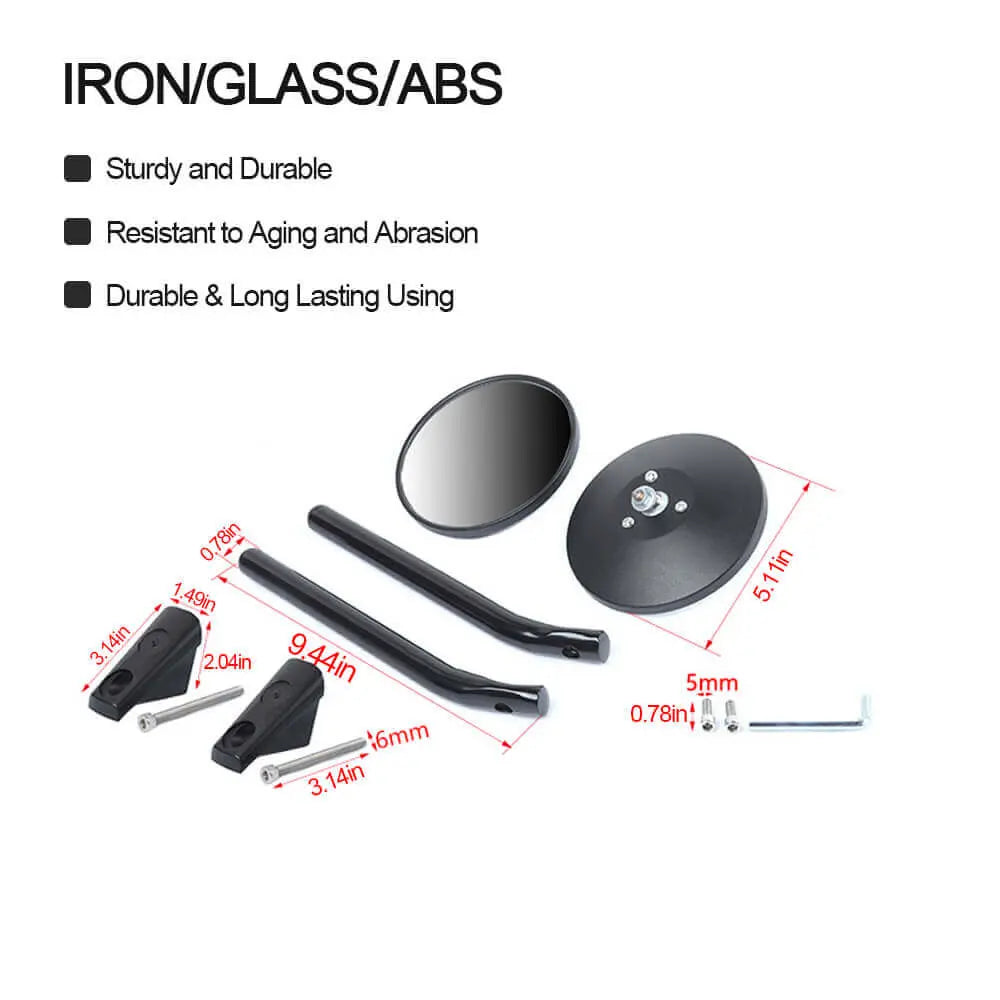 For 2018-2023 Jeep Wrangler JL & Gladiator JT A-Pillar Grab Handle Rear View Mirrors