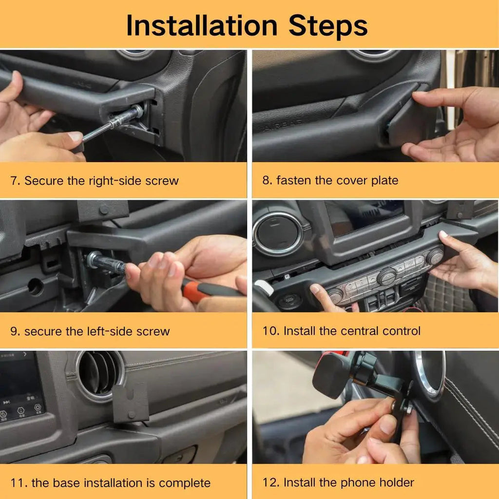 For 2018-2023 Jeep Wrangler JL & Gladiator JT Cell Phone Holder Walkie Talkie Stand Mount Bracket