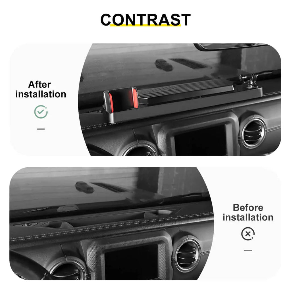 For 2018-2023 Jeep Wrangler JL & Gladiator JT Center Console Dash Phone Holder Bracket Storage Box Tray