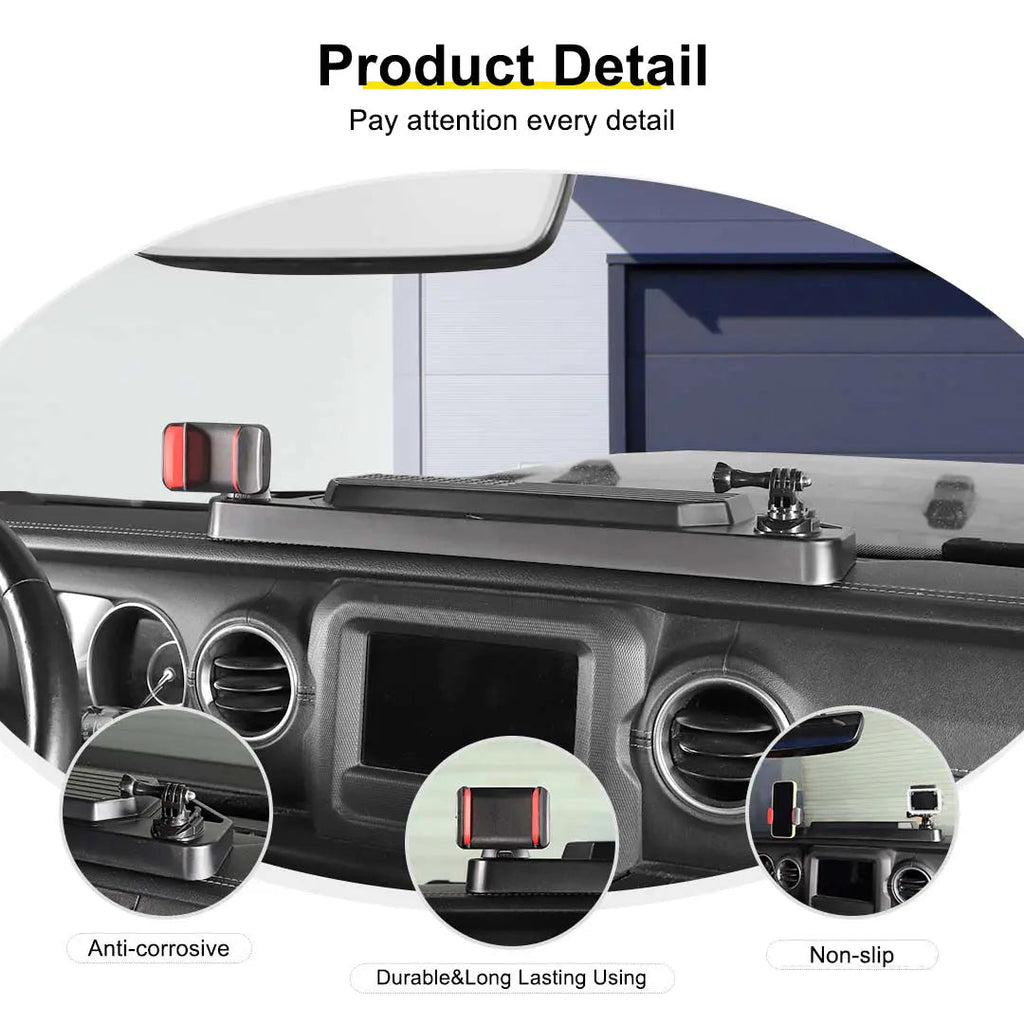For 2018-2023 Jeep Wrangler JL & Gladiator JT Center Console Dash Phone Holder Bracket Storage Box Tray