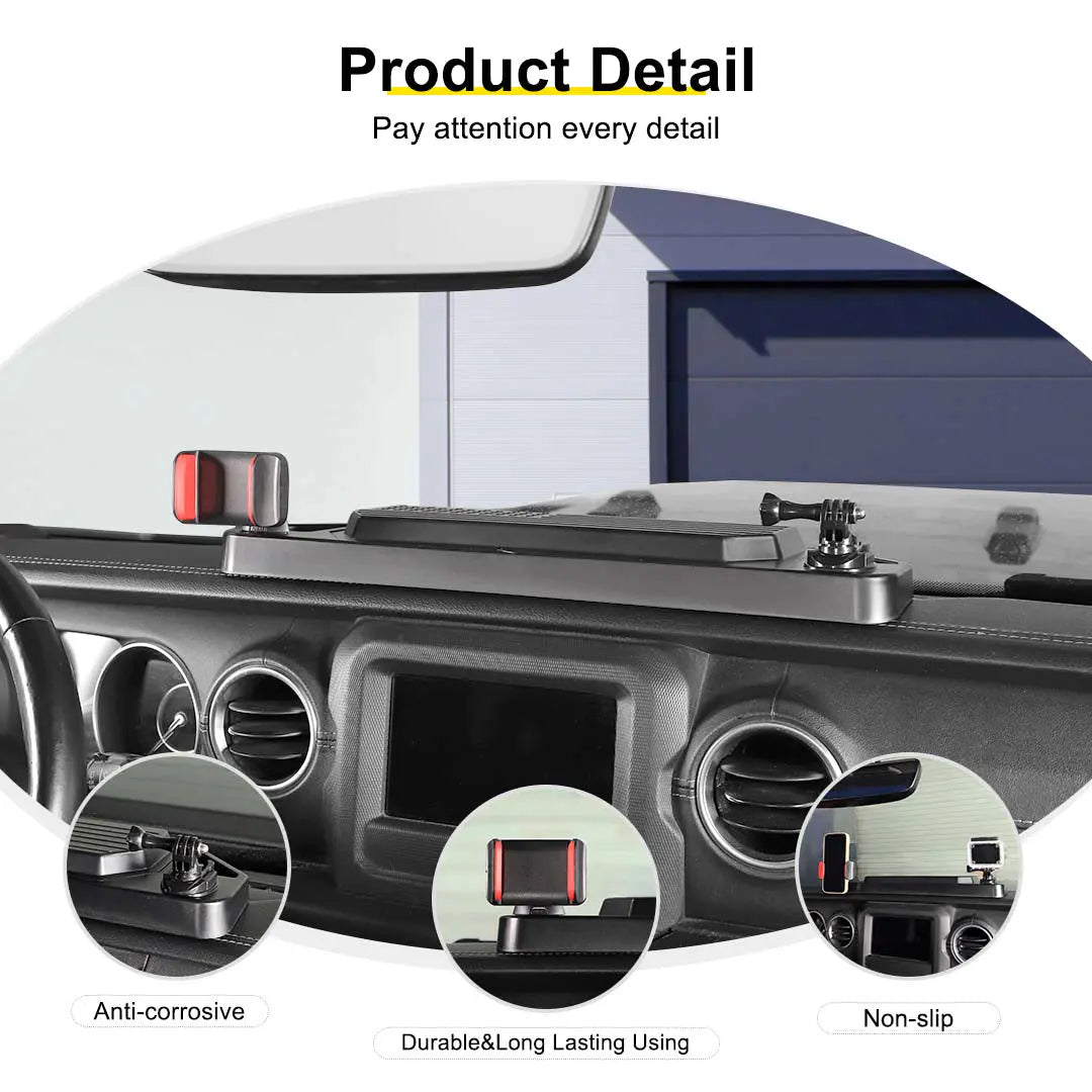 For 2018-2023 Jeep Wrangler JL & Gladiator JT Center Console Dash Phone Holder Bracket Storage Box Tray