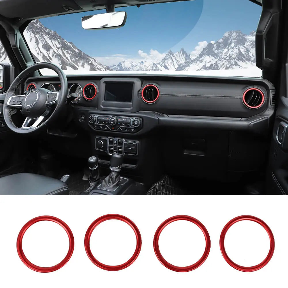 For 2018-2023 Jeep Wrangler JL & Gladiator JT Dashboard Air Conditioning Vents Cover Ring Trim Aluminum Alloy