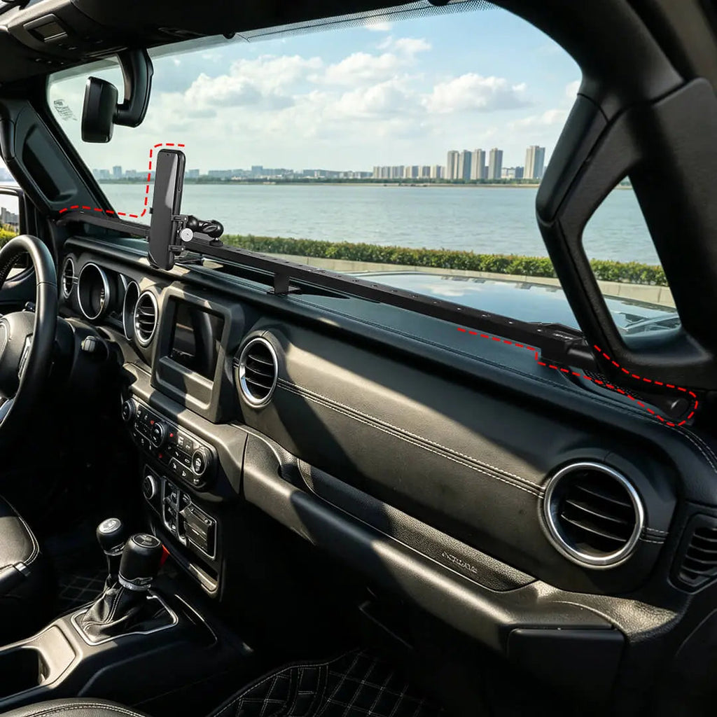 For 2018-2023 Jeep Wrangler JL & Gladiator JT Interior Center Console Dash Extended Mount Phone Holder Bracket
