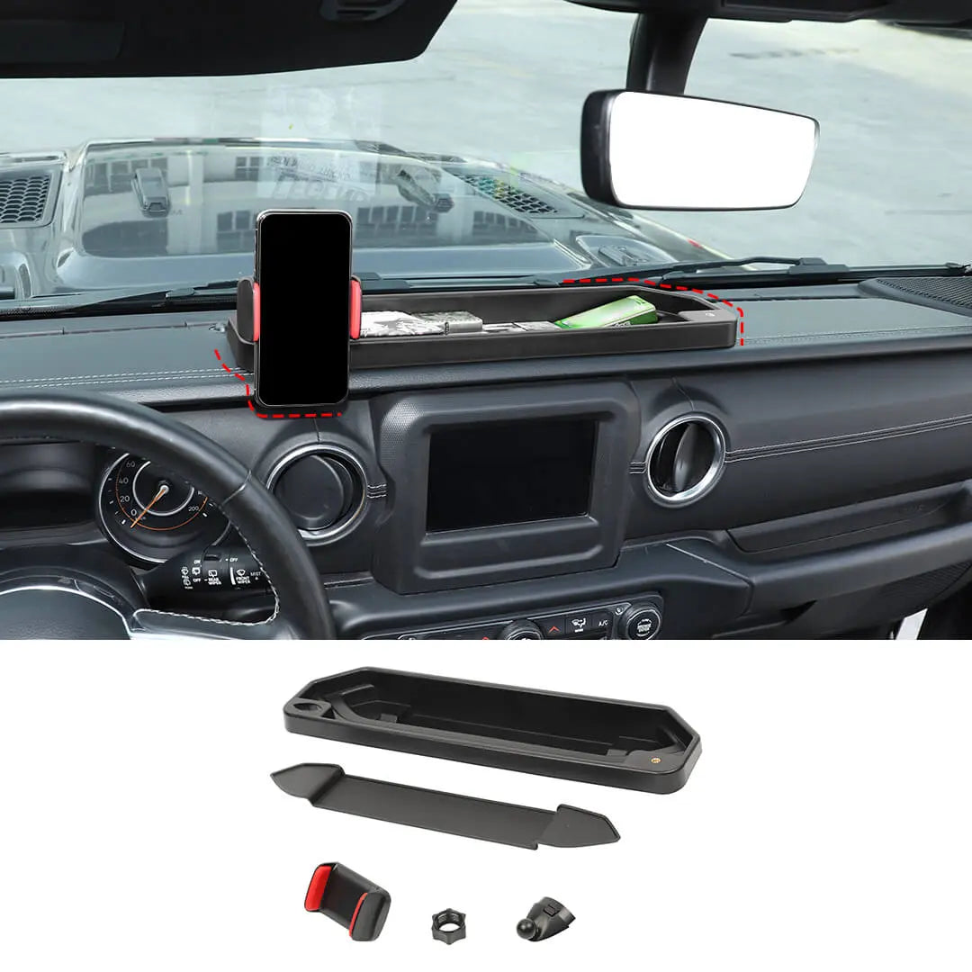 For 2018-2023 Jeep Wrangler JL & Gladiator JT Interior Center Console Dash Panel Storage Box Tray Mount Phone Holder