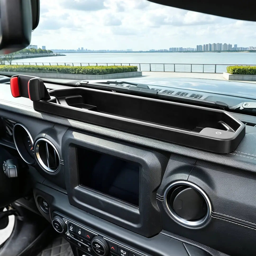 For 2018-2023 Jeep Wrangler JL & Gladiator JT Interior Center Console Dash Panel Storage Box Tray Mount Phone Holder