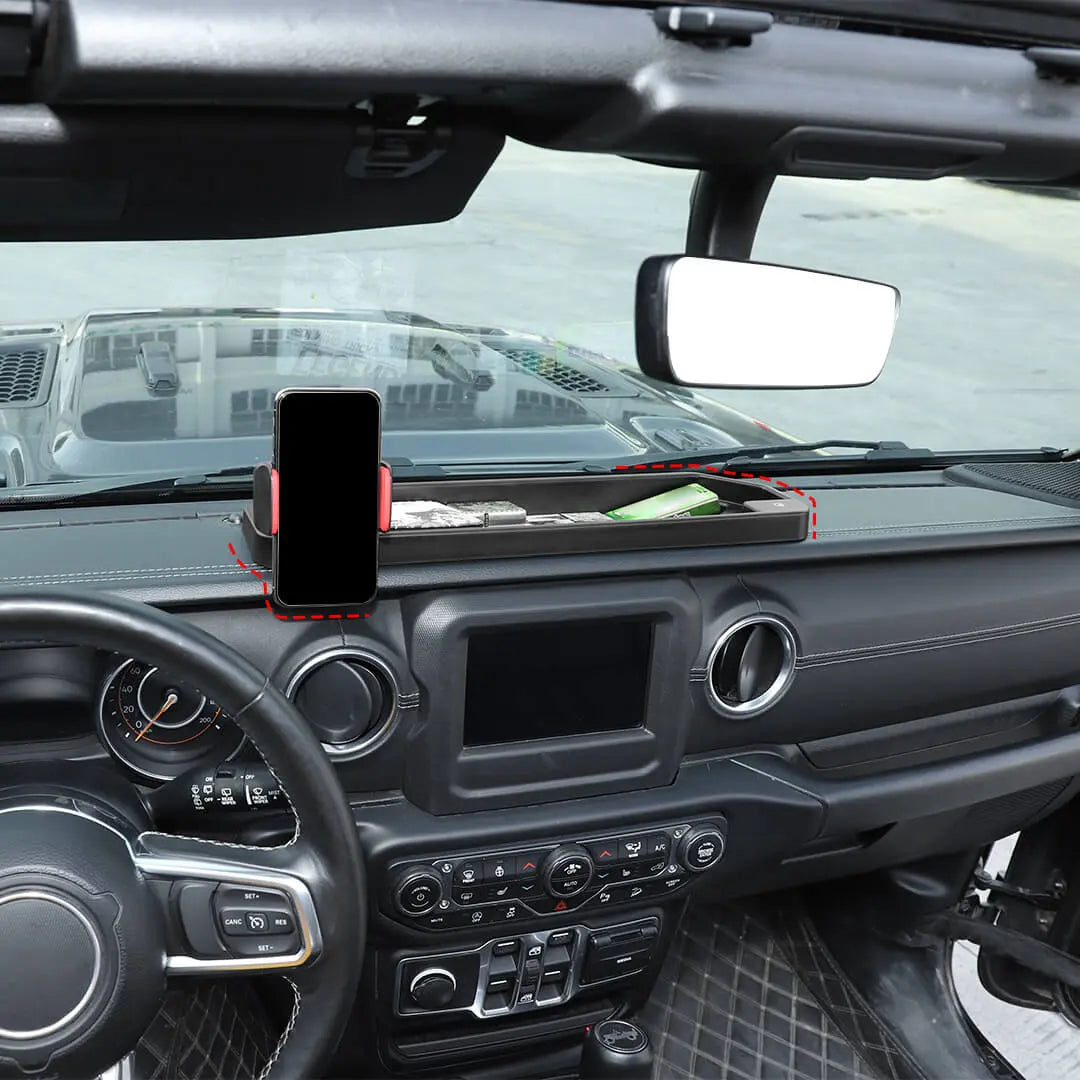 For 2018-2023 Jeep Wrangler JL & Gladiator JT Interior Center Console Dash Panel Storage Box Tray Mount Phone Holder