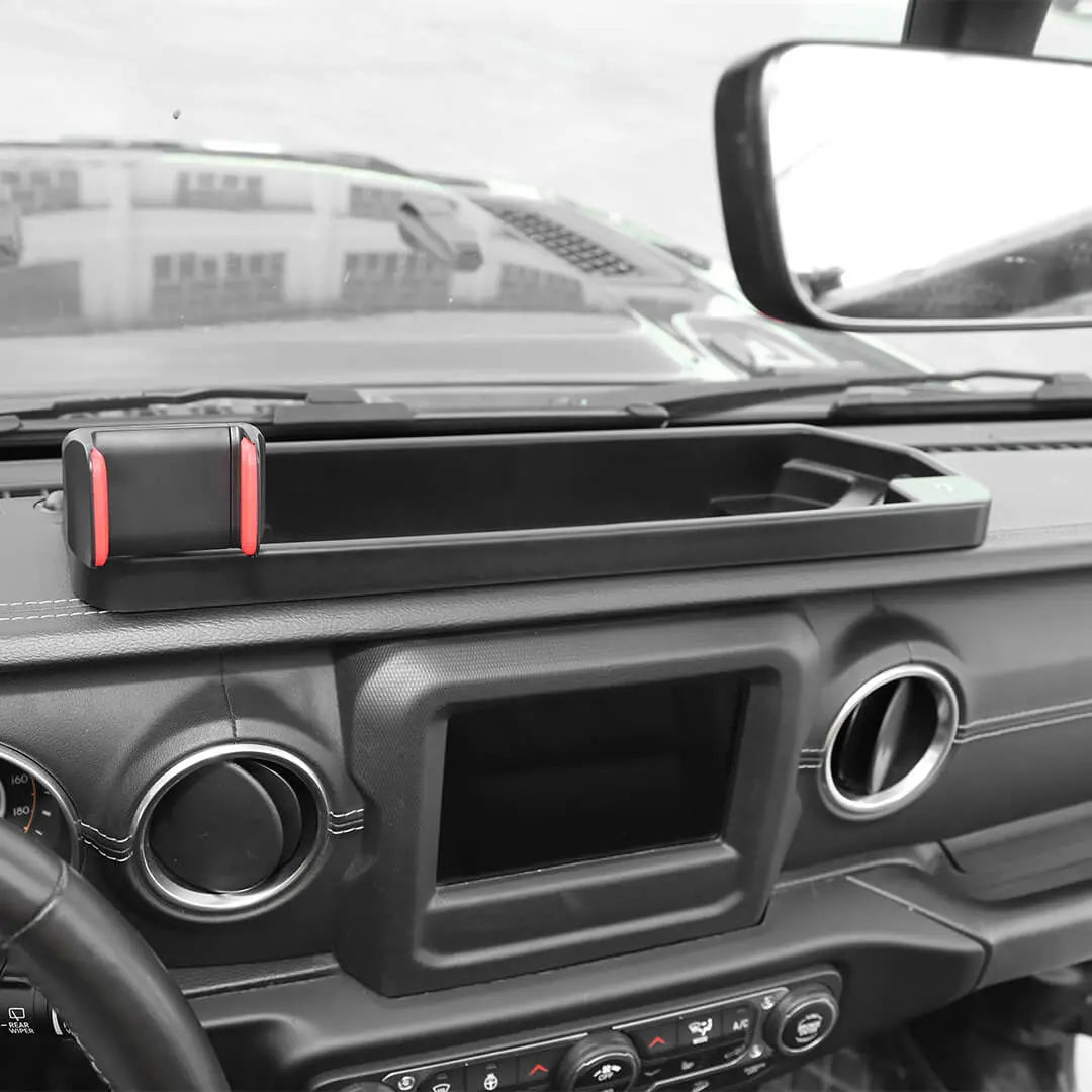 For 2018-2023 Jeep Wrangler JL & Gladiator JT Interior Center Console Dash Panel Storage Box Tray Mount Phone Holder