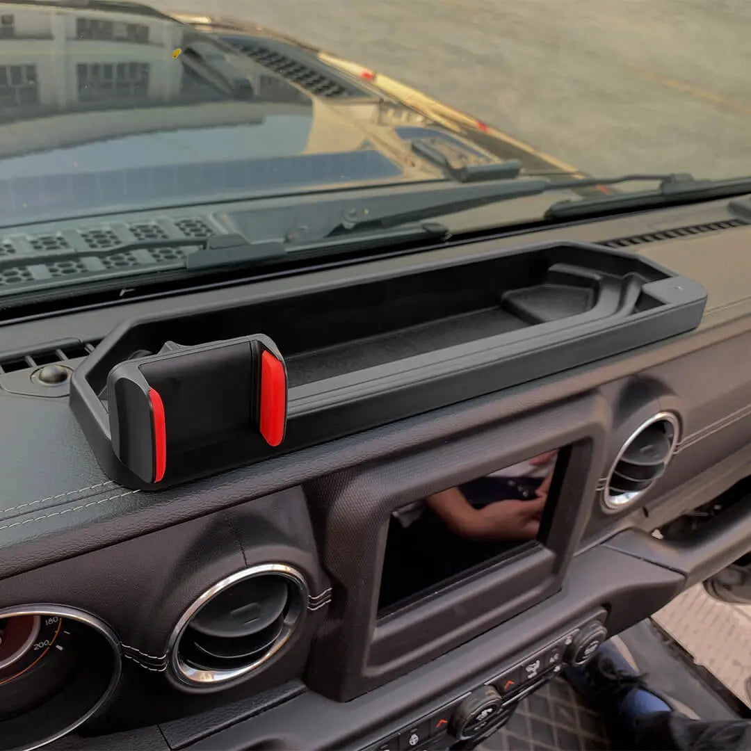 For 2018-2023 Jeep Wrangler JL & Gladiator JT Interior Center Console Dash Panel Storage Box Tray Mount Phone Holder