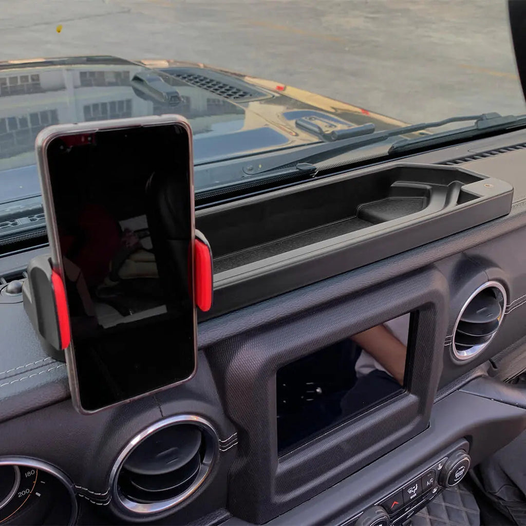 For 2018-2023 Jeep Wrangler JL & Gladiator JT Interior Center Console Dash Panel Storage Box Tray Mount Phone Holder