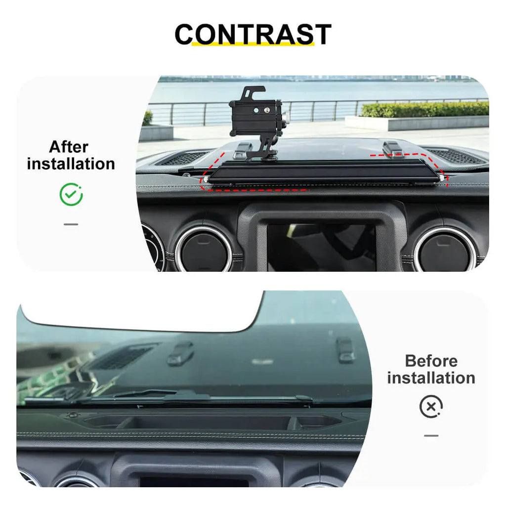 For 2018-2023 Jeep Wrangler JL & Gladiator JT Interior Center Console Dash Phone Holder Mount Bracket