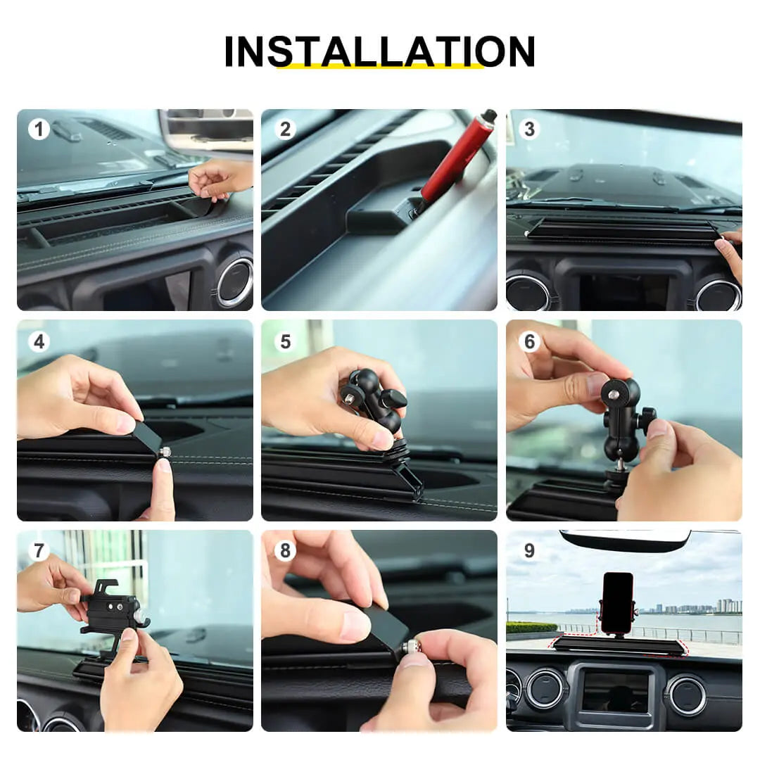 For 2018-2023 Jeep Wrangler JL & Gladiator JT Interior Center Console Dash Phone Holder Mount Bracket