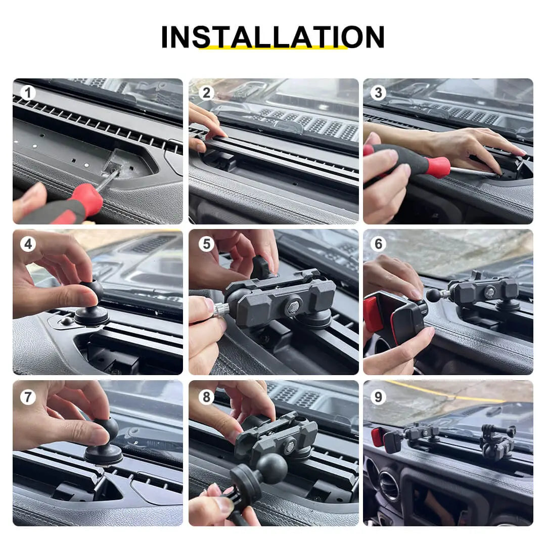 For 2018-2023 Jeep Wrangler JL & Gladiator JT Interior Center Console Mobile Phone Holder GPS Bracket