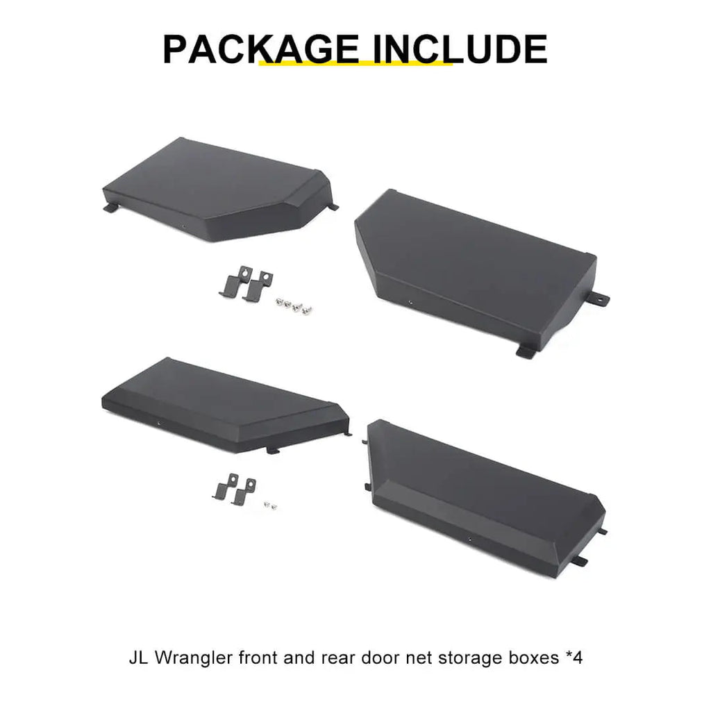 For 2018-2023 Jeep Wrangler JL & Gladiator JT Interior Front Rear Door Mesh Storage Pockets Box