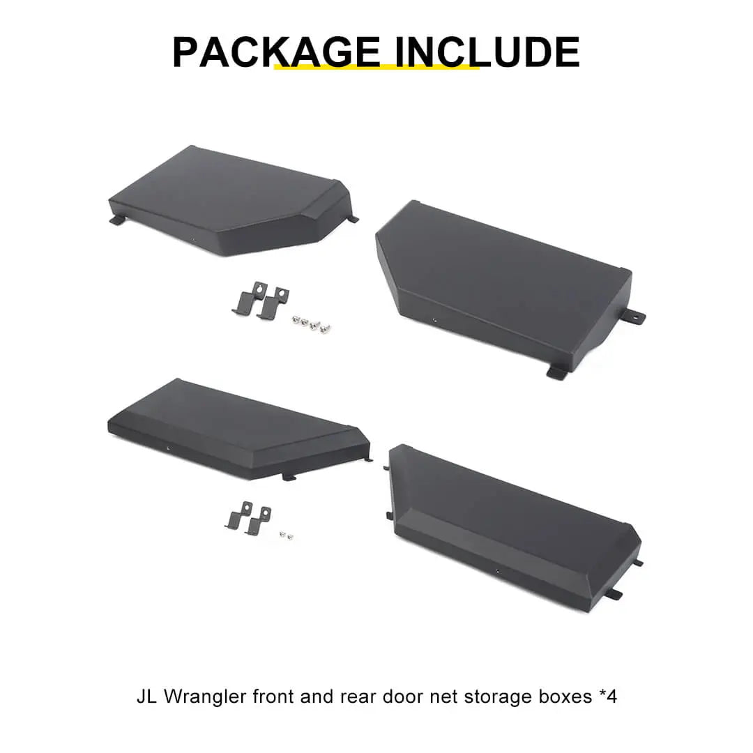 For 2018-2023 Jeep Wrangler JL & Gladiator JT Interior Front Rear Door Mesh Storage Pockets Box
