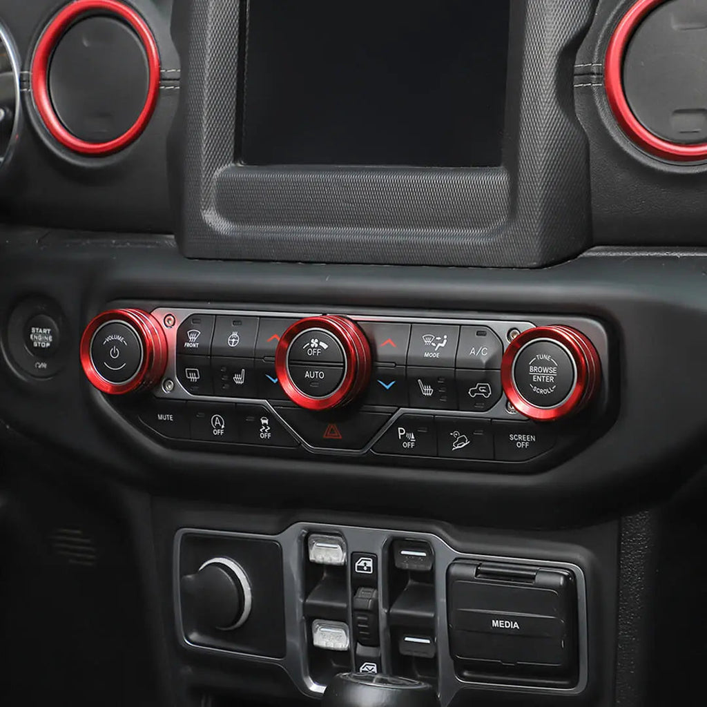 For 2018-2023 Jeep Wrangler & Gladiator JT Air Conditioning Headlight Switch Dashboard Air Vent Trim Ring (8 pcs)