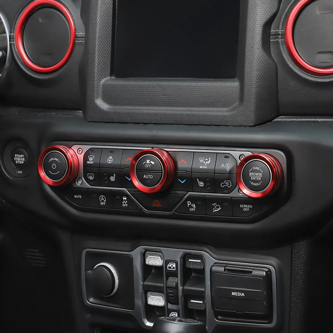 For 2018-2023 Jeep Wrangler & Gladiator JT Air Conditioning Headlight Switch Dashboard Air Vent Trim Ring (8 pcs)
