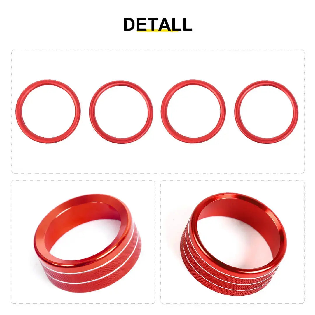 For 2018-2023 Jeep Wrangler & Gladiator JT Air Conditioning Headlight Switch Dashboard Air Vent Trim Ring (8 pcs)