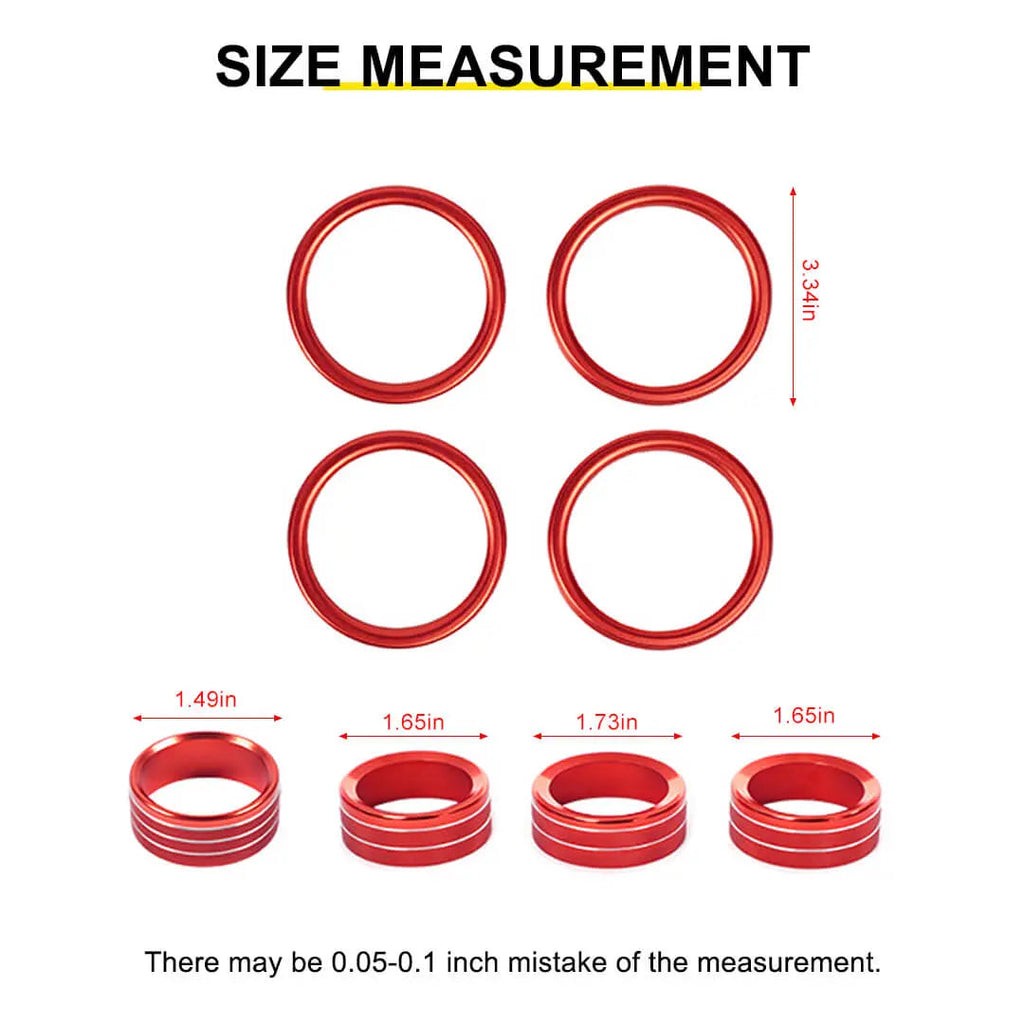 For 2018-2023 Jeep Wrangler & Gladiator JT Air Conditioning Headlight Switch Dashboard Air Vent Trim Ring (8 pcs)