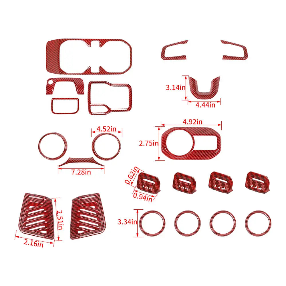 For 2018-2023 Jeep Wrangler JL & Gladiator JT 21-Piece Interior Dash & Center Console Accent Cover Trim Kit