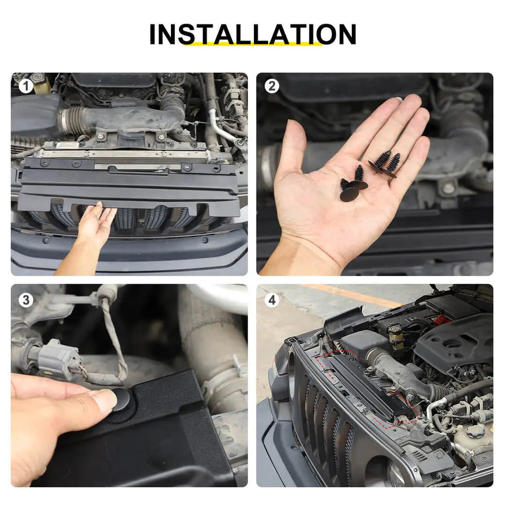 For 2018-2026 Jeep Wrangler JL / Gladiator JT Upper Radiator Cover Plate Durable Engine Bay Trim
