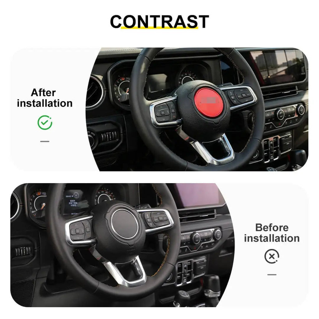 For 2018+ For Jeep Wrangler JL & Gladiator JT Interior Car Console Steering Wheel Center Panel Cover Trim