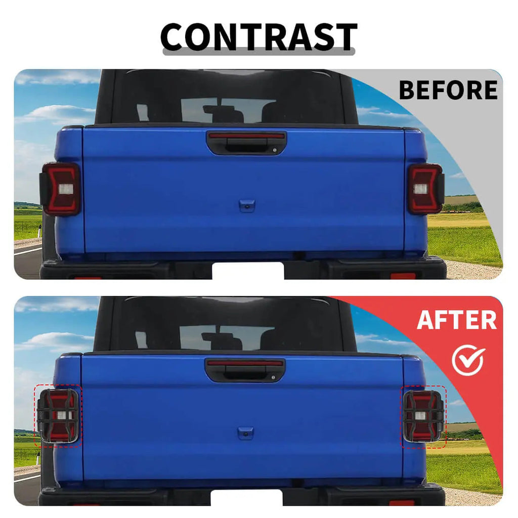 For 2018+ Jeep Gladiator JT Exterior LED Rear Tail Light Guards Cover Trim (4 pcs)