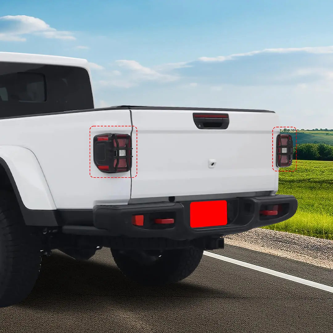 For 2018+ Jeep Gladiator JT Exterior LED Rear Tail Light Guards Cover Trim (4 pcs)