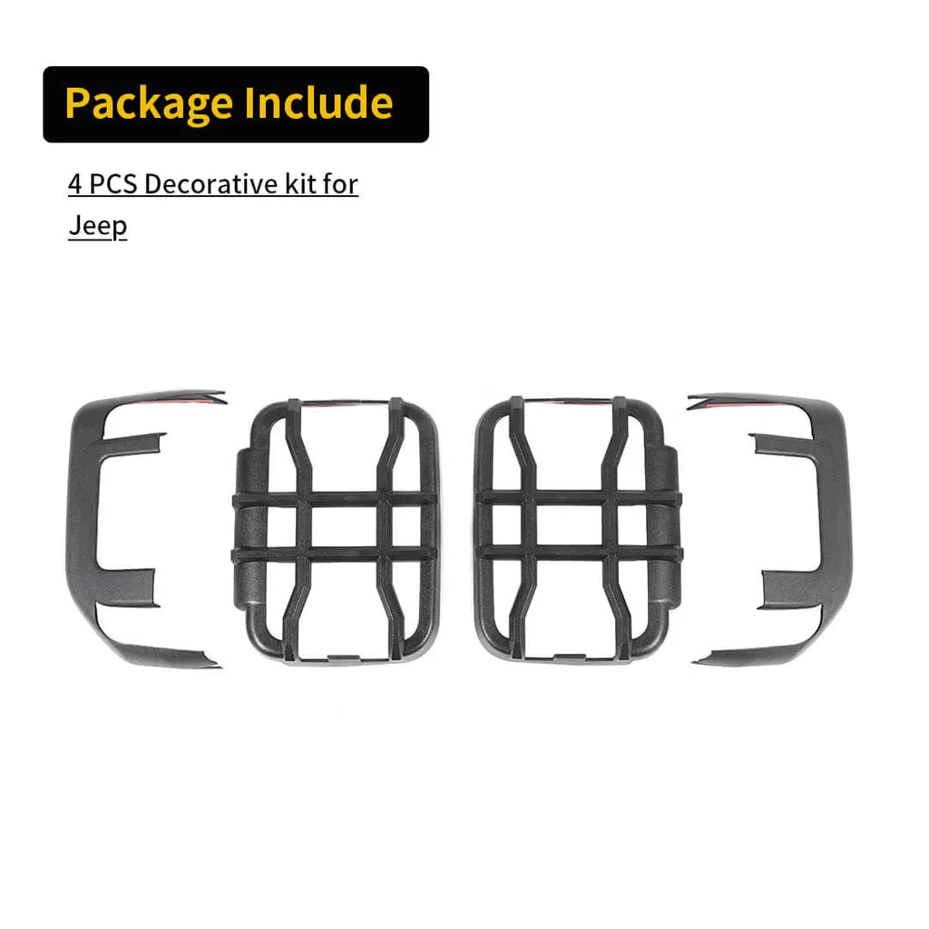 For 2018+ Jeep Gladiator JT Exterior LED Rear Tail Light Guards Cover Trim (4 pcs)