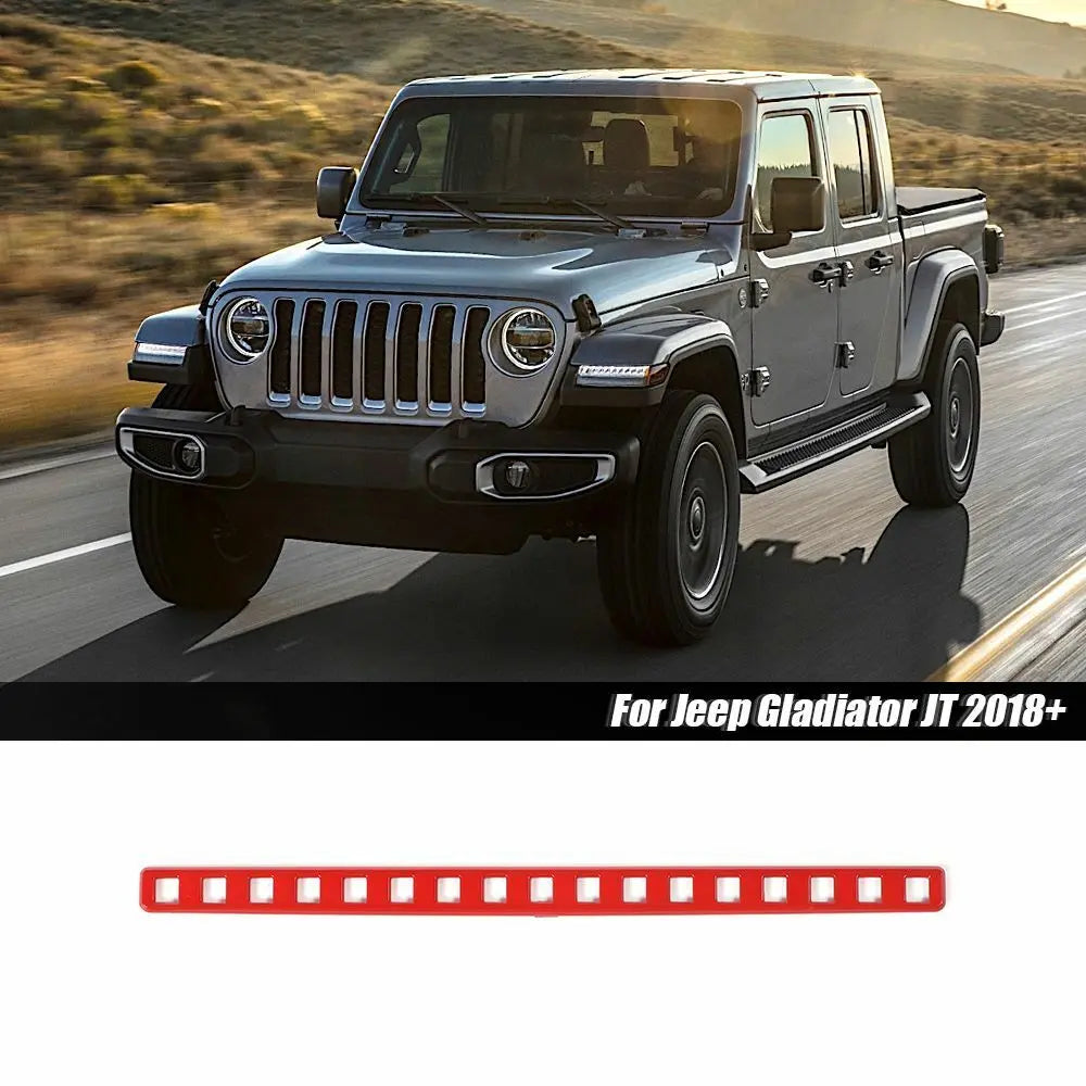 For 2018+ Jeep Gladiator JT Tailgate Third High Brake Light Lamp Cover Trim Red