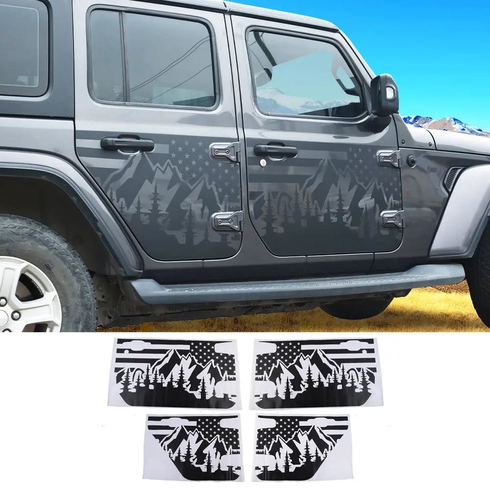 For 2018+ Jeep Wrangler JL 2/4 Door Car Door Decal Sticker American Flag