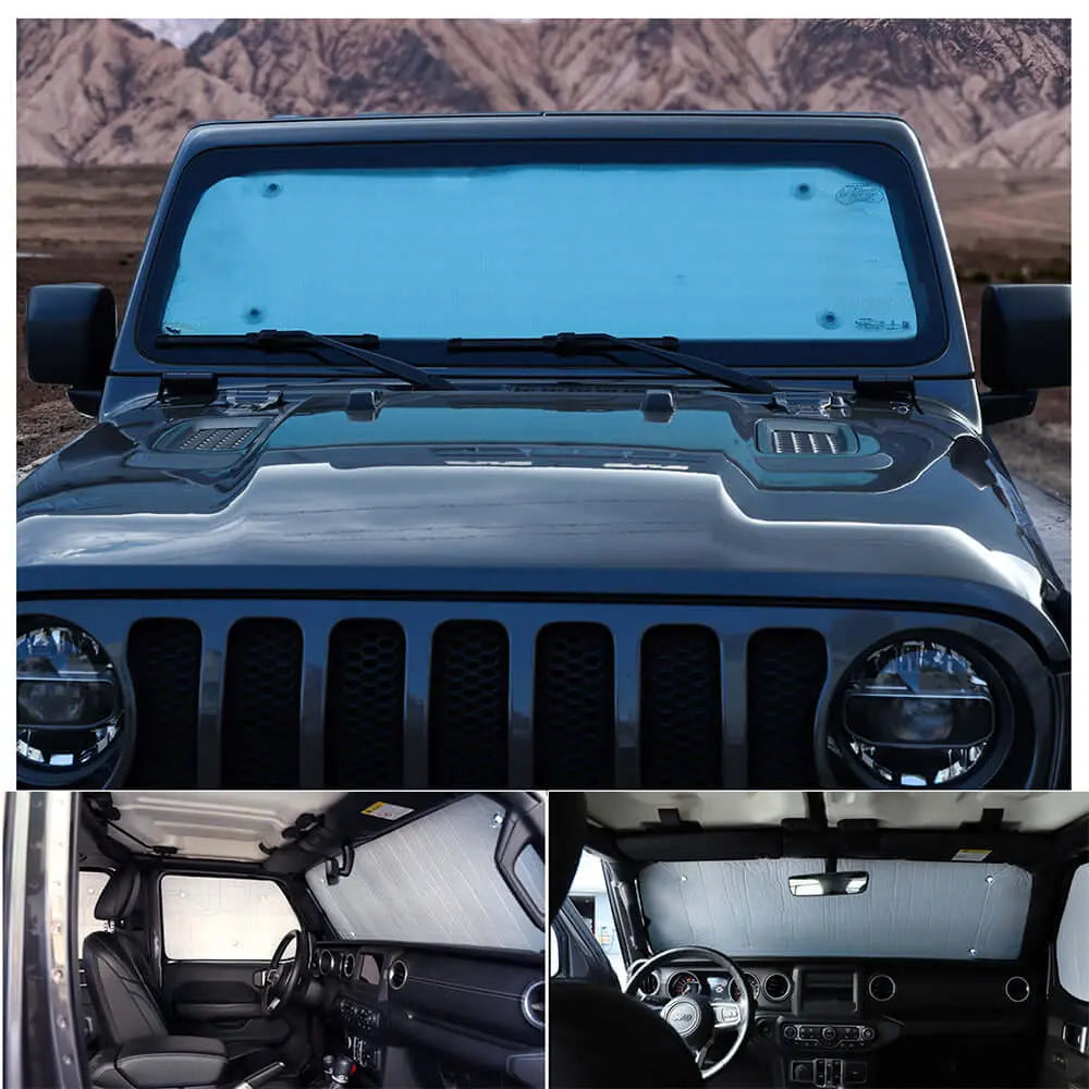 For 2018+ Jeep Wrangler JL 2 Door 6pcs Windshield Full Window Sun Shade Heat Visor Shield Cover