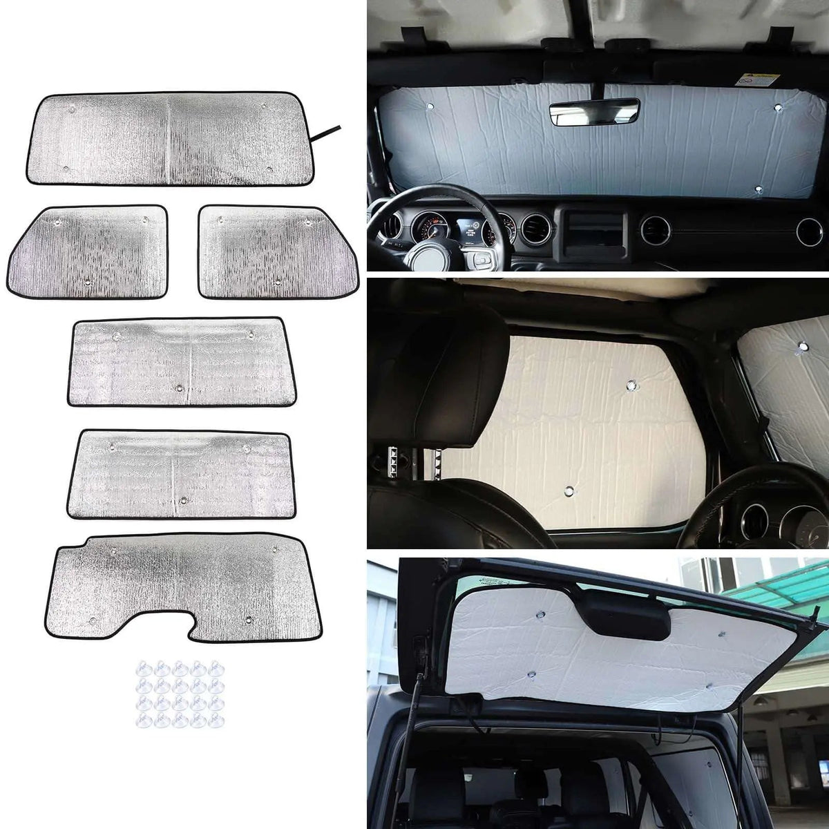 For 2018+ Jeep Wrangler JL 2 Door 6pcs Windshield Full Window Sun Shade Heat Visor Shield Cover