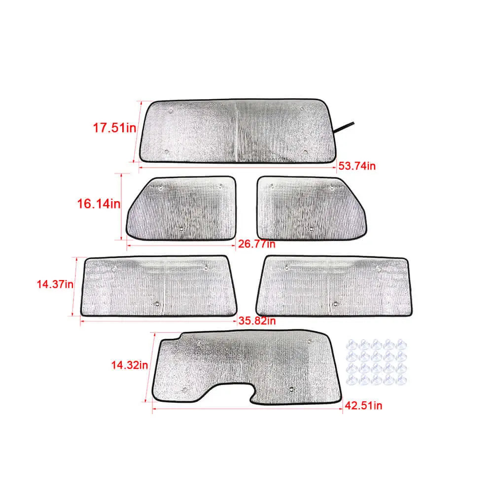 For 2018+ Jeep Wrangler JL 2 Door 6pcs Windshield Full Window Sun Shade Heat Visor Shield Cover