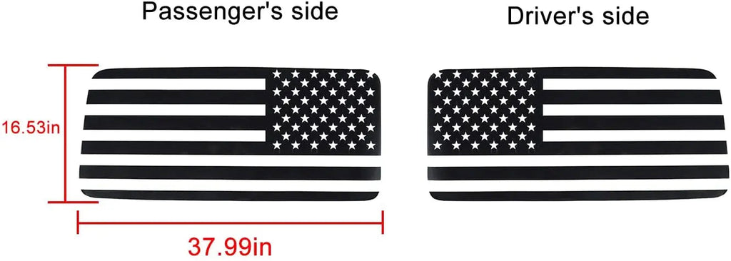 For 2018+ Jeep Wrangler JL 2 Door  American Flag Window Decals Vinyl Rear Window Stickers