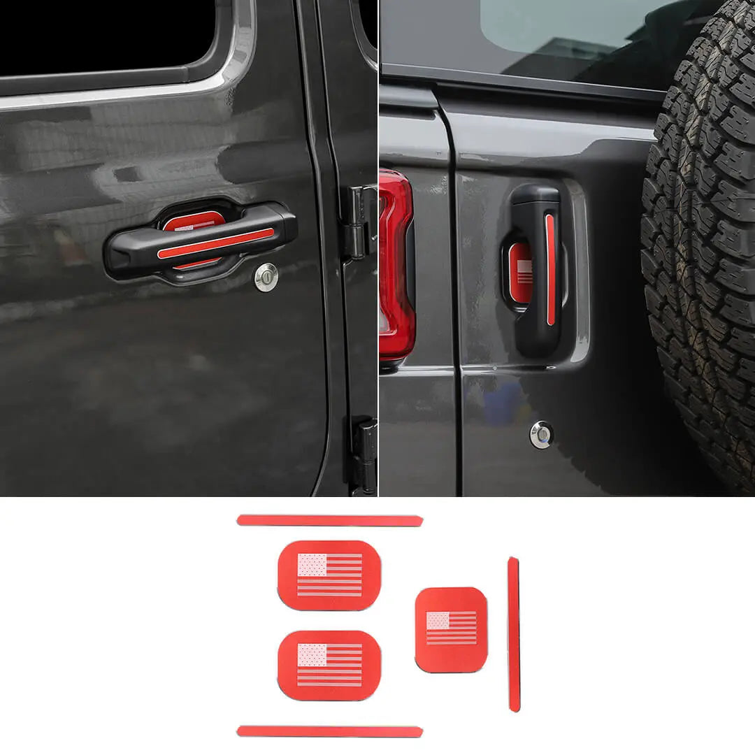 For 2018+ Jeep Wrangler JL 2-Door Version Exterior Car Door & Tailgade Handle Inserts Cover Trim