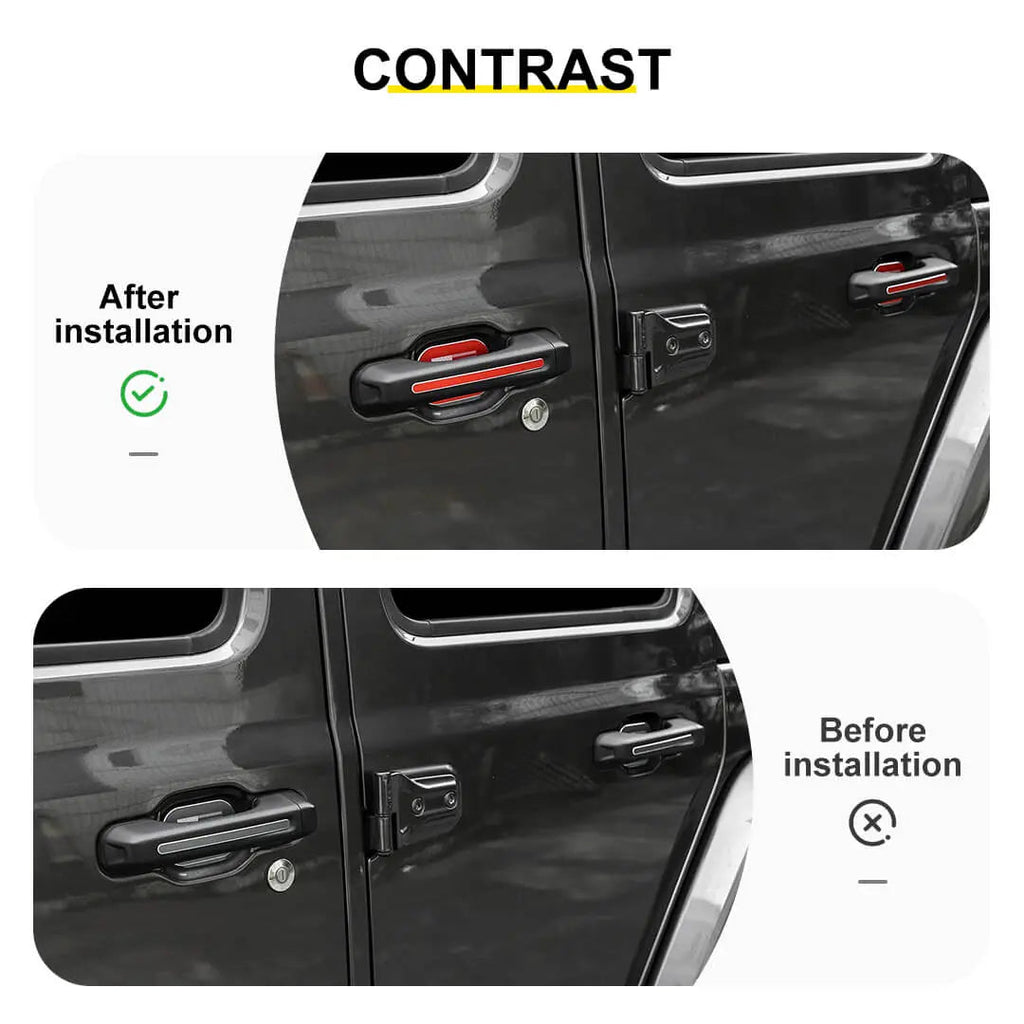 For 2018+ Jeep Wrangler JL 2-Door Version Exterior Car Door & Tailgade Handle Inserts Cover Trim