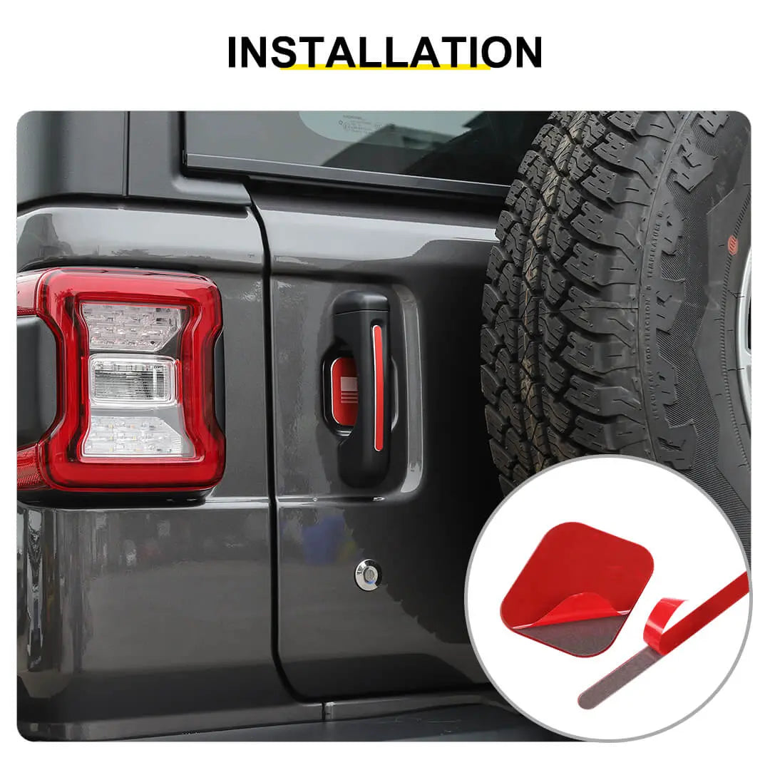For 2018+ Jeep Wrangler JL 2-Door Version Exterior Car Door & Tailgade Handle Inserts Cover Trim